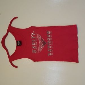 Harley Davidson red ribbed sparkle tank top